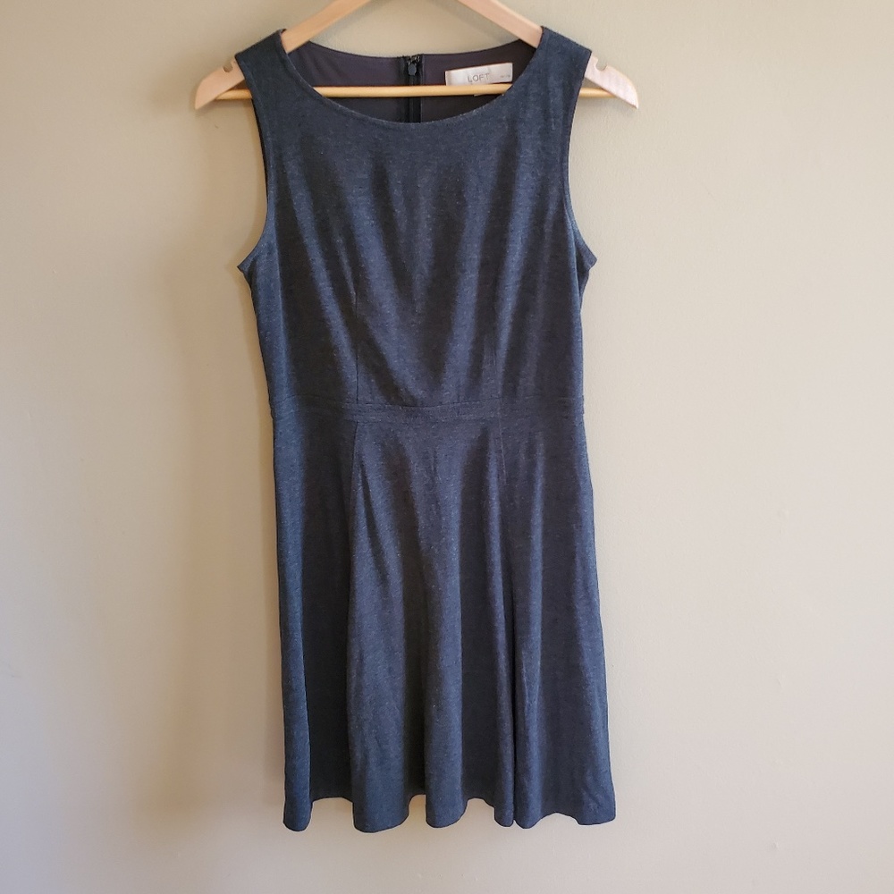 🪩 LOFT Babydoll Fit Gray Dress  sz 6P